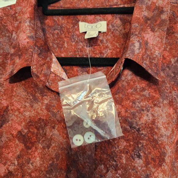 NWOT LOGO by Lori Goldstein Stretch Woven Button Front Blouse Crimson Women's S - Picture 5 of 9